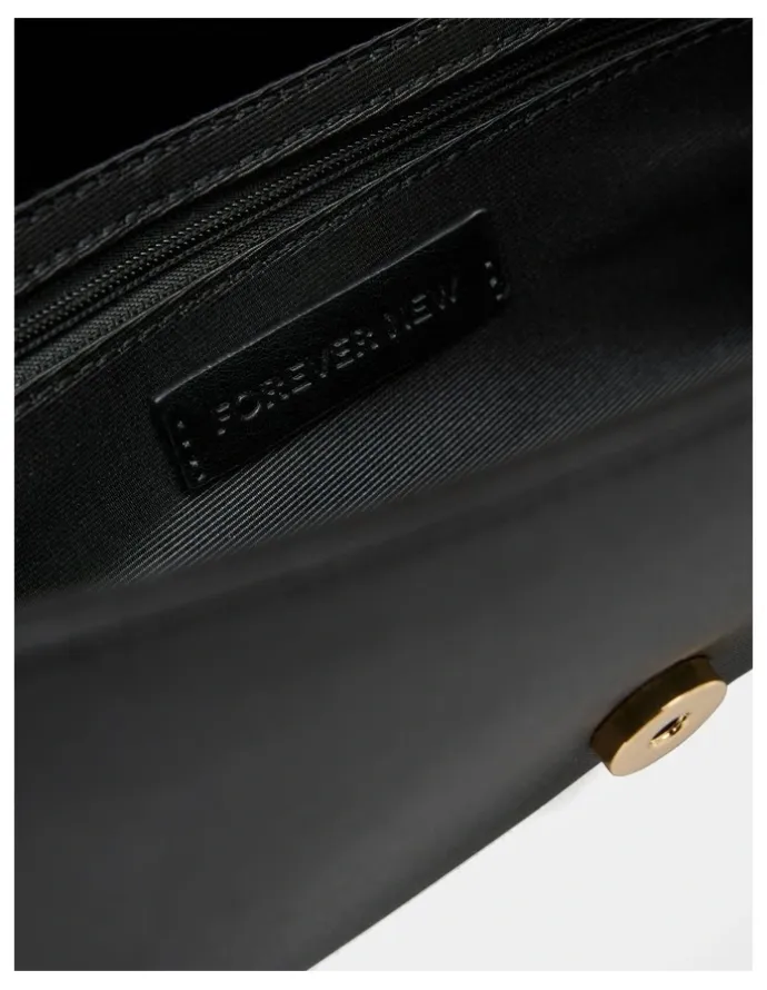 Forever New Dina Satin Elongated Clutch in Black