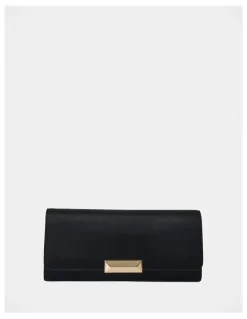 Forever New Dina Satin Elongated Clutch in Black