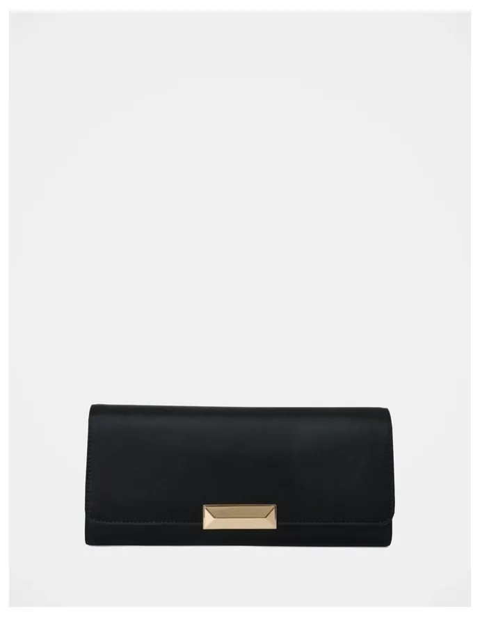 Forever New Dina Satin Elongated Clutch in Black