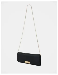 Forever New Dina Satin Elongated Clutch in Black