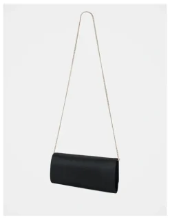 Forever New Dina Satin Elongated Clutch in Black