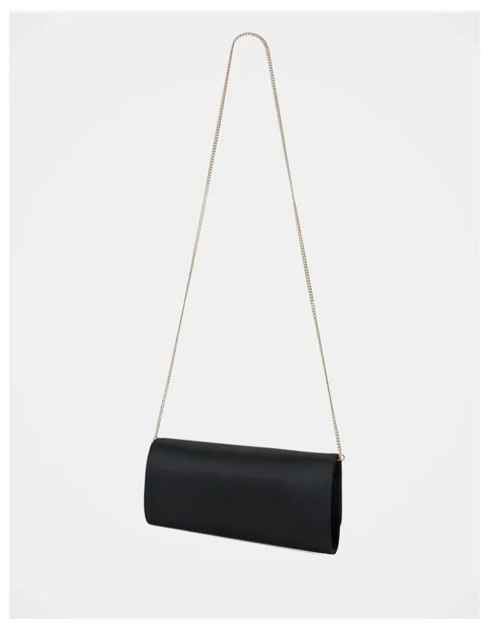 Forever New Dina Satin Elongated Clutch in Black