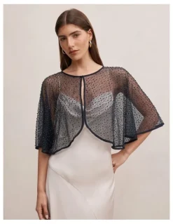 Forever New Eloise Bead Cape in Navy