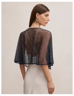 Forever New Eloise Bead Cape in Navy