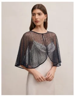 Forever New Eloise Bead Cape in Navy