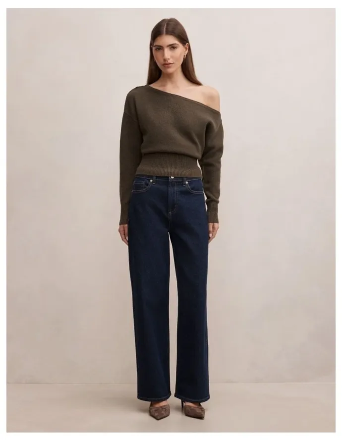 Forever New Emerson Asymmetrical Jumper in Green