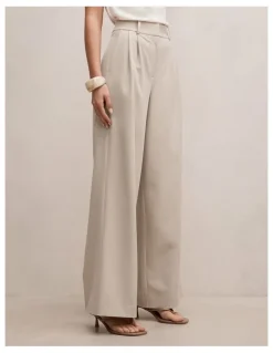Forever New Etta Pleated Wide Leg Pants in Beige
