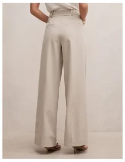 Forever New Etta Pleated Wide Leg Pants in Beige