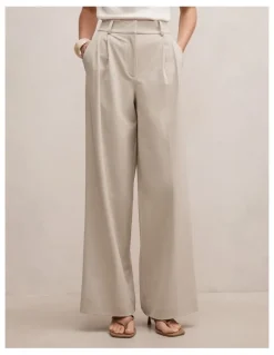Forever New Etta Pleated Wide Leg Pants in Beige