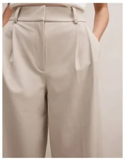 Forever New Etta Pleated Wide Leg Pants in Beige