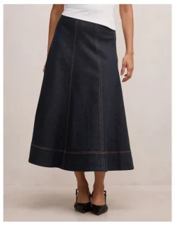 Forever New Georgia Denim Maxi Skirt in Blue