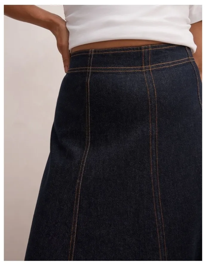 Forever New Georgia Denim Maxi Skirt in Blue