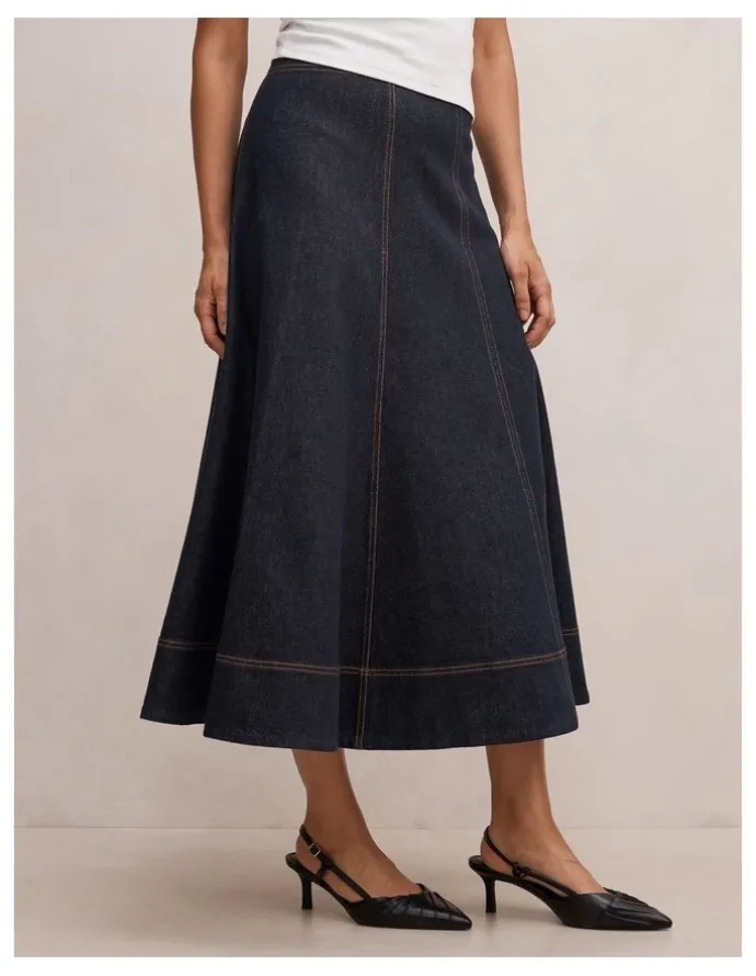 Forever New Georgia Denim Maxi Skirt in Blue