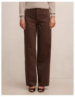 Forever New Gia High Rise Wide Leg Jeans in Chocolate