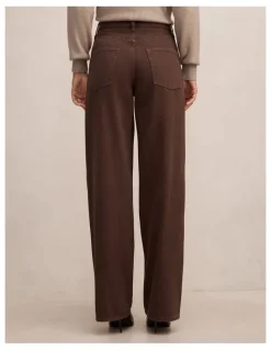 Forever New Gia High Rise Wide Leg Jeans in Chocolate