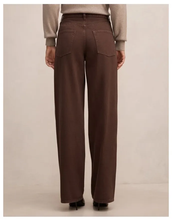 Forever New Gia High Rise Wide Leg Jeans in Chocolate