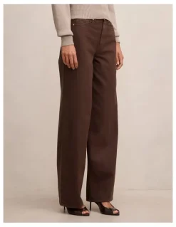 Forever New Gia High Rise Wide Leg Jeans in Chocolate