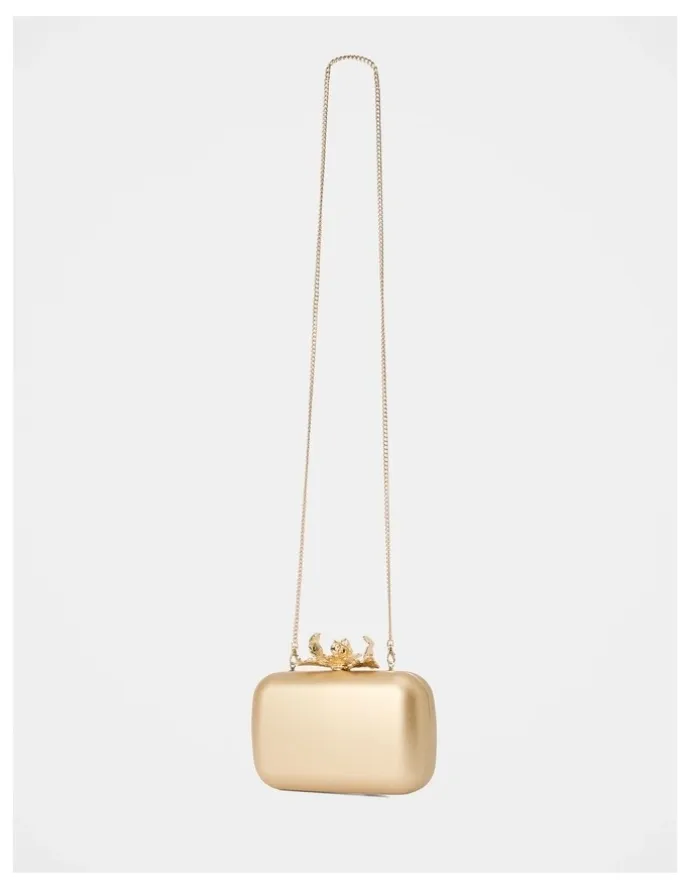 Forever New Gina Orchid Clasp Hardcase Clutch in Gold