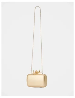Forever New Gina Orchid Clasp Hardcase Clutch in Gold