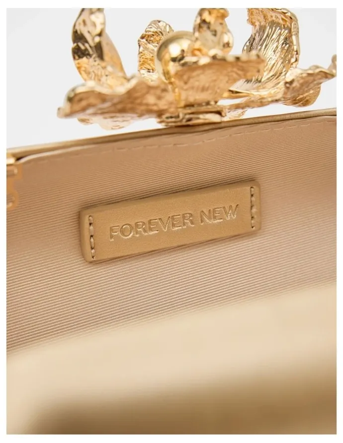 Forever New Gina Orchid Clasp Hardcase Clutch in Gold