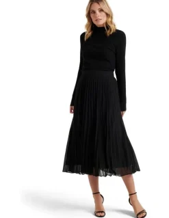 Forever New Hailee Pleated Skirt Black