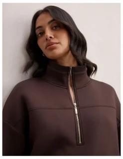 Forever New Hailey Ribbed Detail Lounge Jumper in Chocolate
