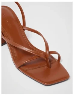 Forever New Hallie Toe Thong Block Heel Sandals in Brown