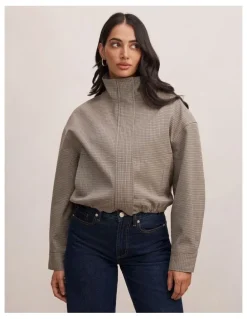 Forever New Hazel Funnel Neck Jacket in Brown