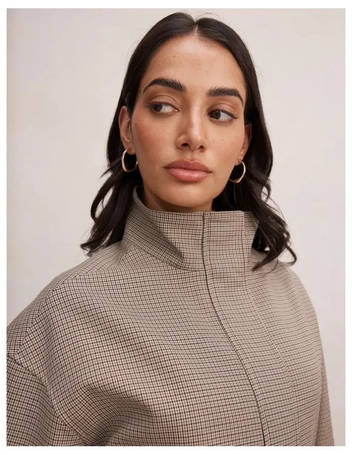 Forever New Hazel Funnel Neck Jacket in Brown