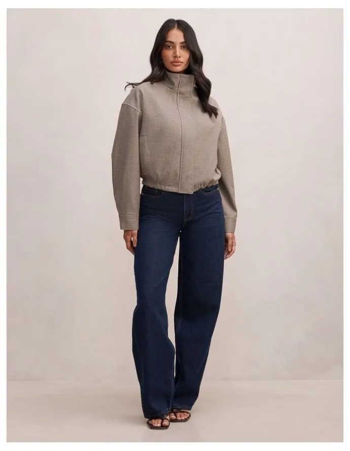 Forever New Hazel Funnel Neck Jacket in Brown