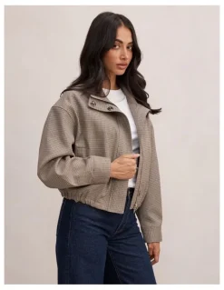 Forever New Hazel Funnel Neck Jacket in Brown