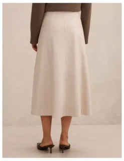 Forever New Isla Vegan Leather Midi Skirt in Cream
