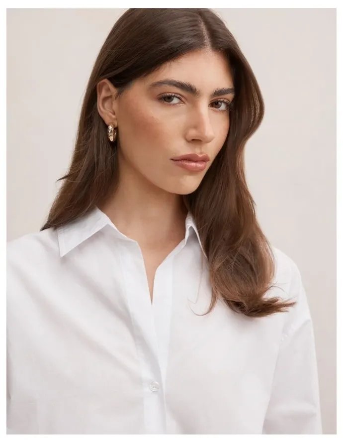 Forever New Ivie Oversized Shirt in White