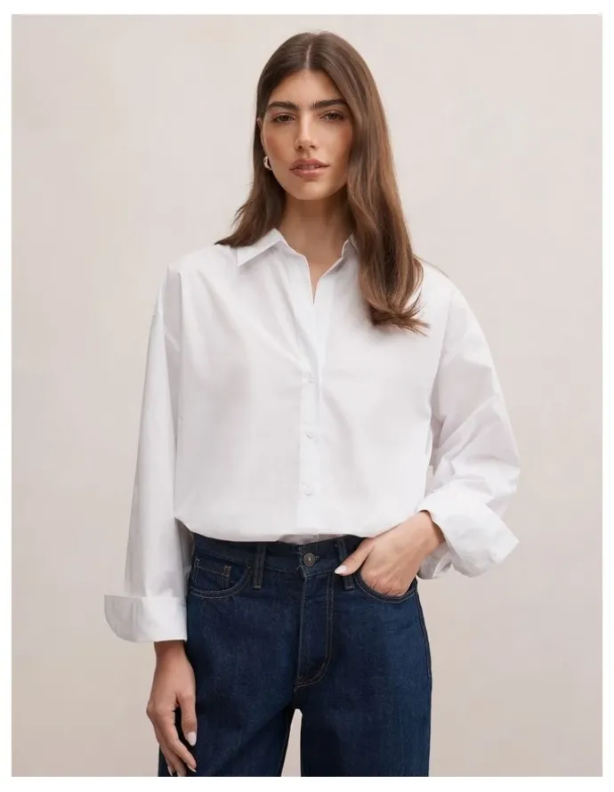 Forever New Ivie Oversized Shirt in White