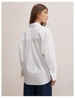 Forever New Ivie Oversized Shirt in White