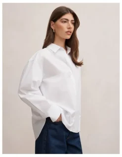 Forever New Ivie Oversized Shirt in White