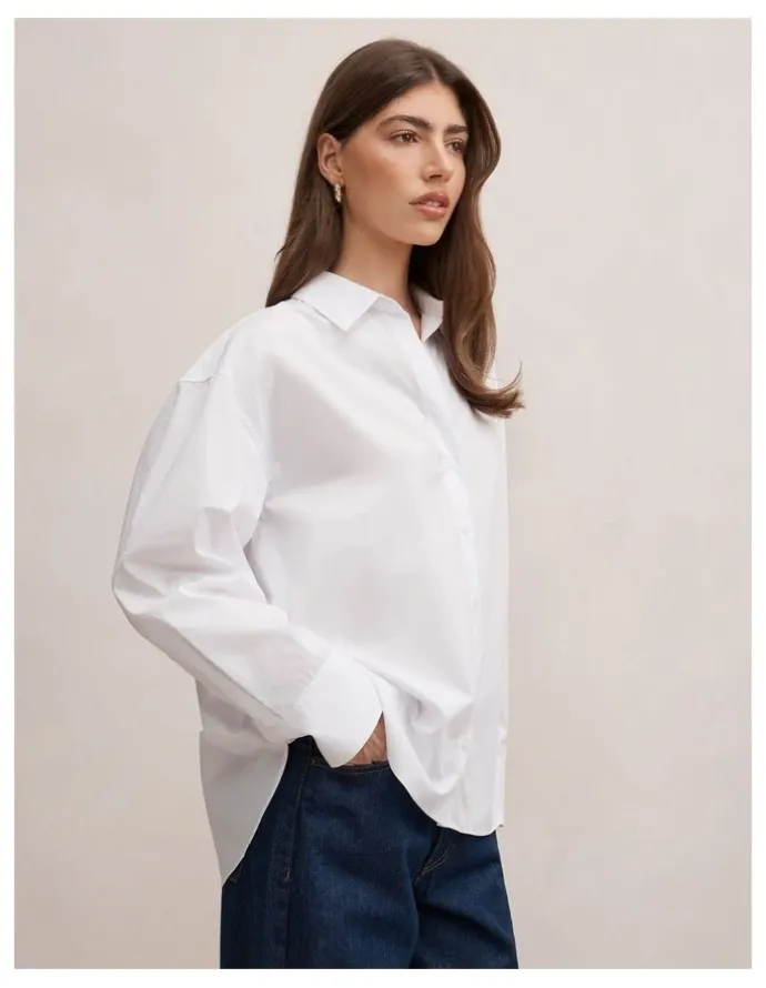 Forever New Ivie Oversized Shirt in White