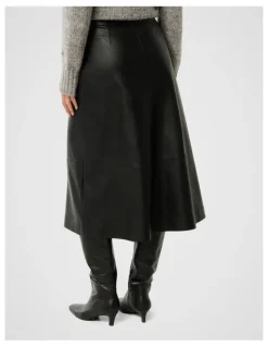 Forever New Jaelyn Vegan Leather Midi Skirt in Black