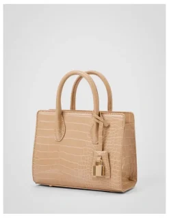 Forever New Juliana Small Lock Tote Bag in Cream