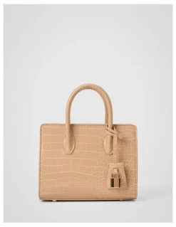 Forever New Juliana Small Lock Tote Bag in Cream