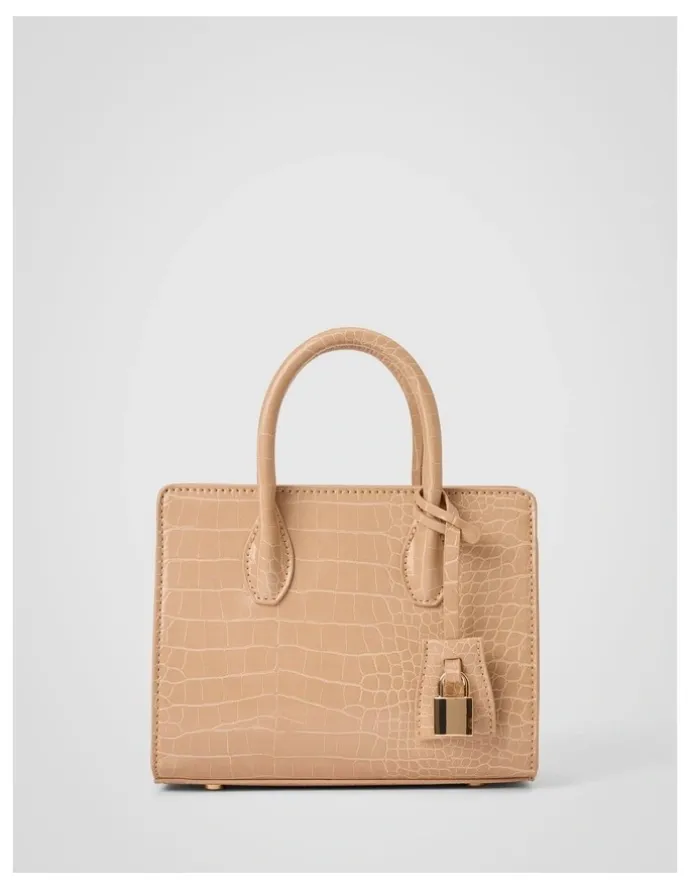 Forever New Juliana Small Lock Tote Bag in Cream