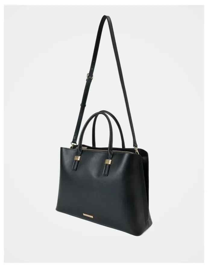 Forever New Kate Laptop Metal Detail Tote Bag in Black