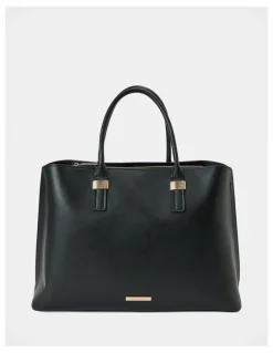 Forever New Kate Laptop Metal Detail Tote Bag in Black