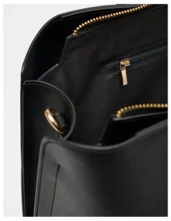 Forever New Kate Laptop Metal Detail Tote Bag in Black