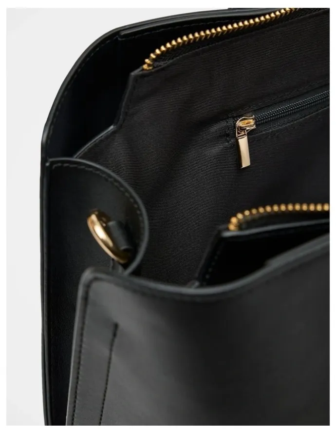 Forever New Kate Laptop Metal Detail Tote Bag in Black