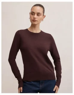 Forever New Katie Crew Neck Sweater in Brown