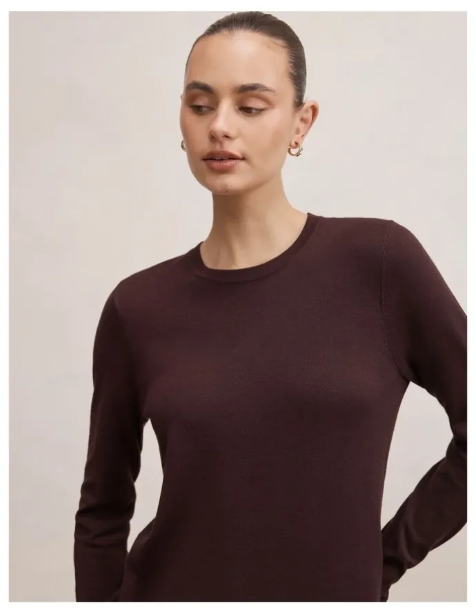 Forever New Katie Crew Neck Sweater in Brown