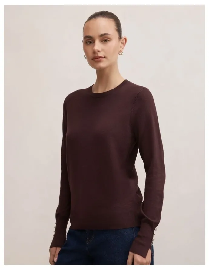 Forever New Katie Crew Neck Sweater in Brown
