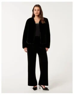 Forever New Lana Faux Fur Coat in Black