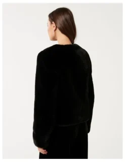 Forever New Lana Faux Fur Coat in Black